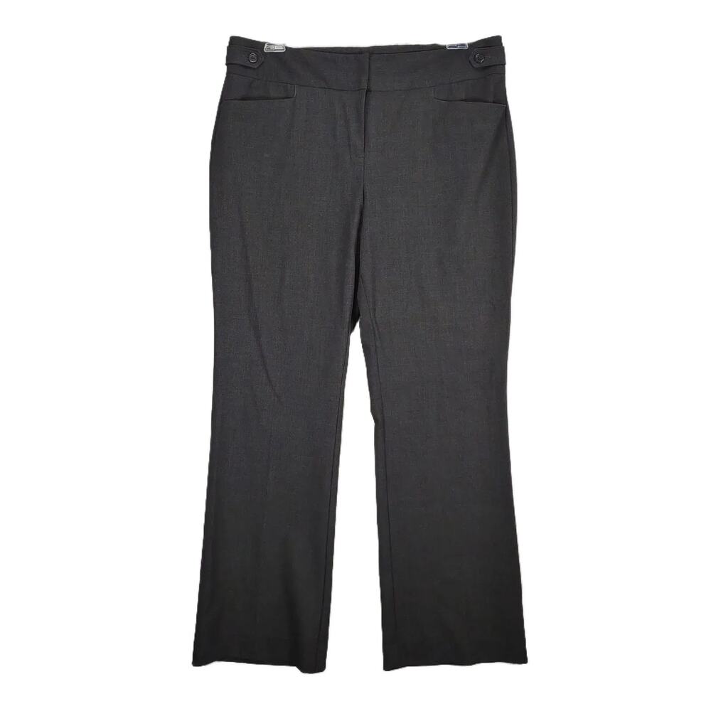 Anne Klein Women's 14 Gray Wide Leg Dress Pants High Waist Flat Front Career